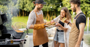 Backyard party and grilling